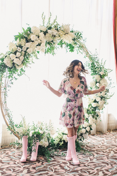 Millennial Pink Bridal Tea, Little Hill Floral Designs, Langham Pasadena, LIttle Hill Designs, OC FLorist, LA FLorist, Floral Chandelier, luxury florist, floral design