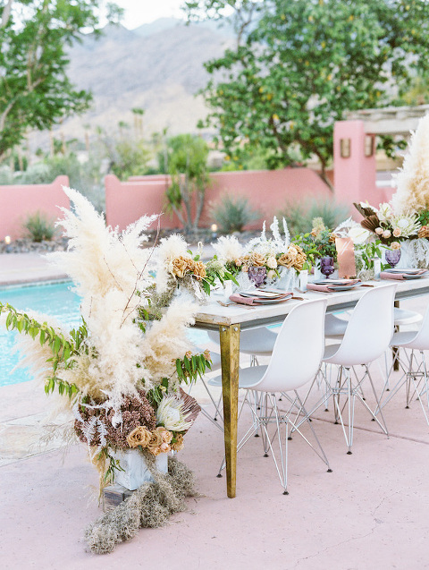 Little Hill Designs, Little Hill Floral Designs, Palm SPrings Wedding, Stylish Details, Pampas Grass, Desert Wedding